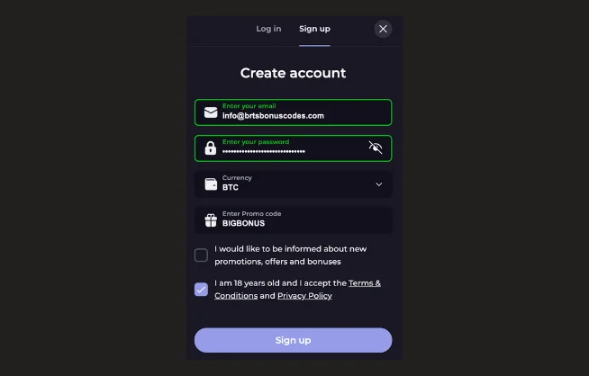 Inserting the CryptoLeo Promo Code during the registration process