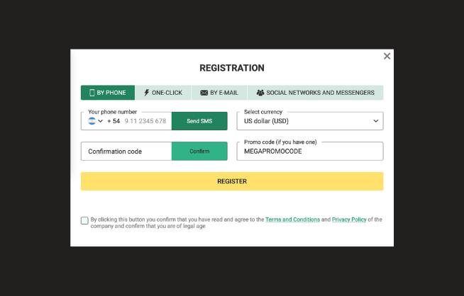 BetWinner registration